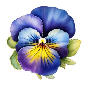 Paars blauw viooltje bloem | Set van 13 | Clipartbundel | 300 DPI JPEG's | 300 DPI transparante PNG's | Digitale download | Gratis commercieel gebruik