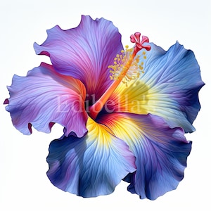 Hibiscusbloem | Set van 10 | Clipartbundel | 300 DPI JPEG's | 300 DPI transparante PNG's | Digitale download | Gratis commercieel gebruik