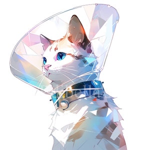 Cones de gato | Conjunto de 10 | Pacote de clipart | PNGs JPEGs de alta qualidade | Download digital | USO COMERCIAL GRATUITO | Gatos engraçados com cones médicos