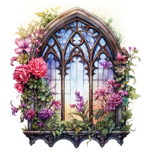 Bloemenvenster | Set van 10 | Clipart-bundel | 300 dpi JPEG's van hoge kwaliteit | Transparante PNG's | Digitaal downloaden | GRATIS COMMERCIEEL GEBRUIK
