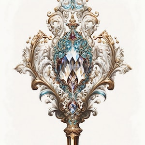 Cetro de cristal / Conjunto de 10 / Paquete de imágenes prediseñadas / JPEG de alta calidad / PNG transparente / Descarga digital / Imprimible / USO COMERCIAL GRATUITO