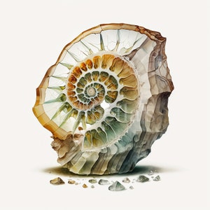 Prehistorisch fossiel | Set van 10 | Clipart-bundel | JPEG's van hoge kwaliteit | Transparante PNG's | Digitaal downloaden | GRATIS COMMERCIEEL GEBRUIK | Ammoniet