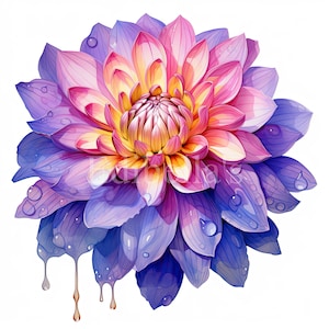 Spring Dahlia / Conjunto de 10 / Paquete de imágenes prediseñadas / JPEG de 300 DPI / PNG transparentes de 300 DPI / Descarga digital / Uso comercial gratuito / Arte floral