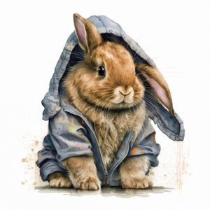 Hoodie Hase | 10er Set | Clipart-Bundle | Hochwertige JPEGs | Digitaler Download | Druckbar | KOSTENLOSE KOMMERZIELLE NUTZUNG | Süßer Osterhase