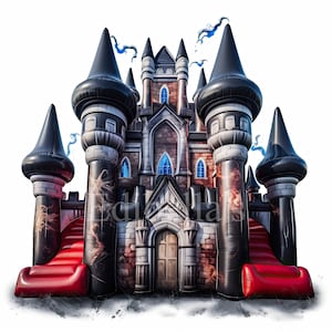 Bouncy Castle | Set of 10 | Clipart Bundle | High Quality JPEGs | Transparent PNGs | Digital Download | FREE COMMERCIAL USE | Haunted Castle