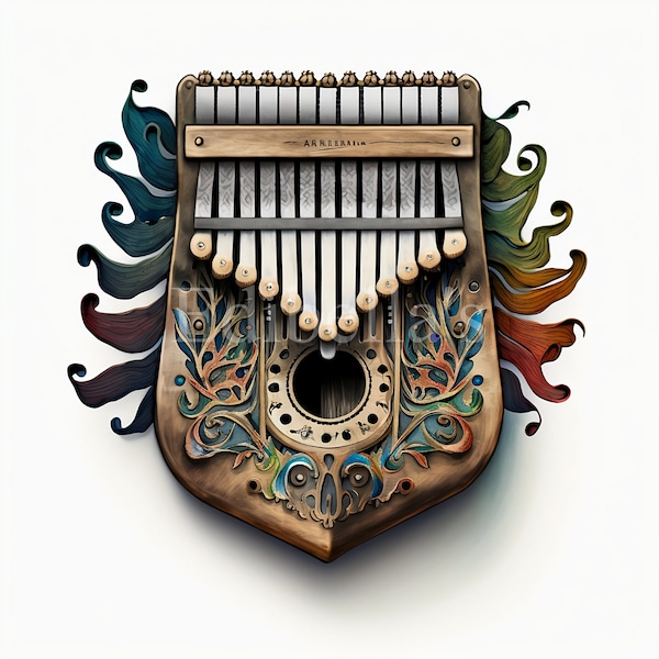 Ornate Kalimba | Set of 10 | Clipart Bundle | High Quality JPEGs | Digital Download | Printable | FREE COMMERCIAL USE | Musical Instrument