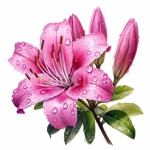 Azaléia | Conjunto de 10 | Pacote de clipart | JPEGs de 300 DPI | PNGs transparentes de 300 DPI | Download digital | Uso comercial gratuito | Arte digital de flores