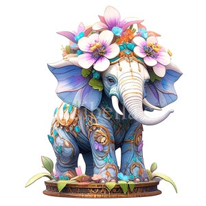 Verzierter Elefant | 10er Set | Clipart-Bundle | 300 dpi High Quality JPEGs | 300 dpi transparentes PNG | Digitaler Download | Kostenlose kommerzielle Nutzung