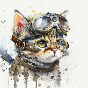 Kitten Pilot | Set of 10 | Clipart Bundle | High Quality JPEGs | Digital Download | Printable | FREE COMMERCIAL USE | Cute Funny Kitten Cat