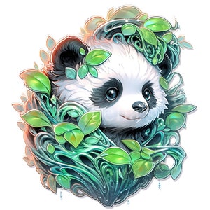Sierlijke panda | Set van 10 | Clipart-bundel | 300 dpi JPEG's van hoge kwaliteit | 300 dpi transparante PNG's | Digitaal downloaden | GRATIS COMMERCIEEL GEBRUIK