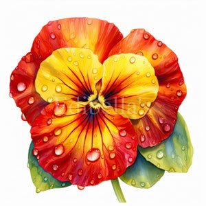 Pansy / Conjunto de 10 / Paquete de imágenes prediseñadas / JPEG de 300 DPI / PNG transparentes de 300 DPI / Descarga digital / Uso comercial gratuito / Arte digital de flores