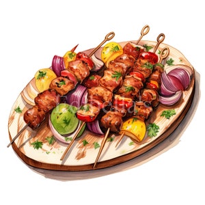 Kebab | Set of 10 | Clipart Bundle | High Quality 300 dpi JPEGs and 300 dpi Transparent PNGs | Digital Download | FREE COMMERCIAL USE