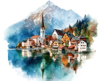 Austria | Set of 10 | Clipart Bundle | 300 DPI High Quality JPEGs and PNGs | Digital Download | Free Commercial Use | Mountain Waterside