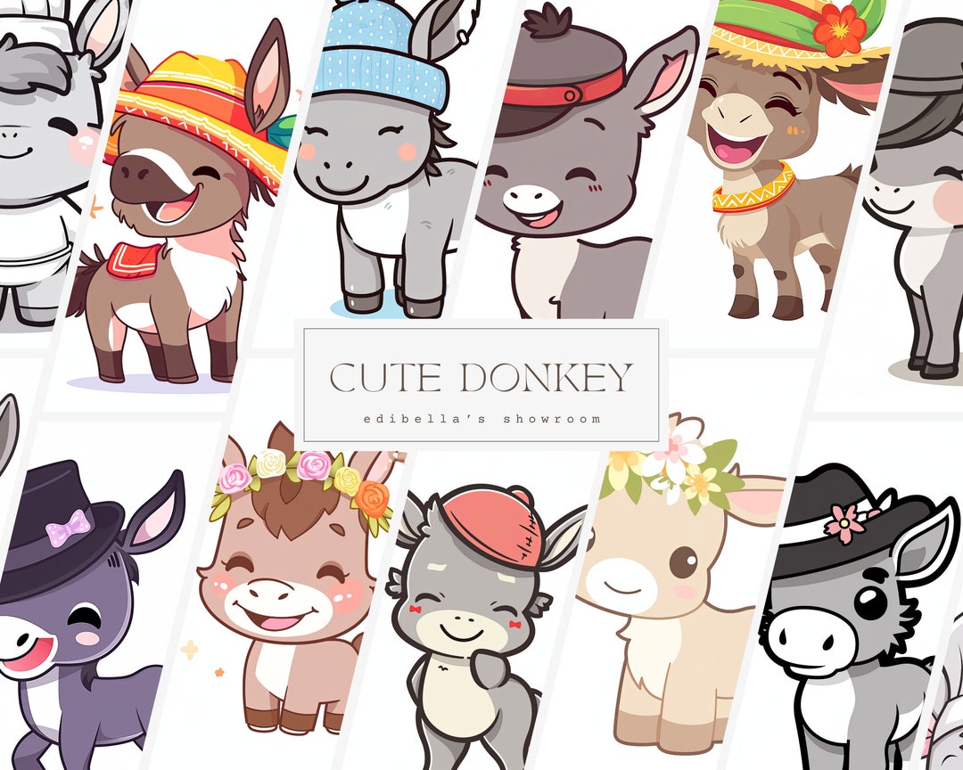 Cute Donkey Set Of 12 Clipart Bundle 300 DPI Jpegs 300 DPI cute-donkey-set-of-12-clipart-bundle-300-dpi-jpegs-300-dpi