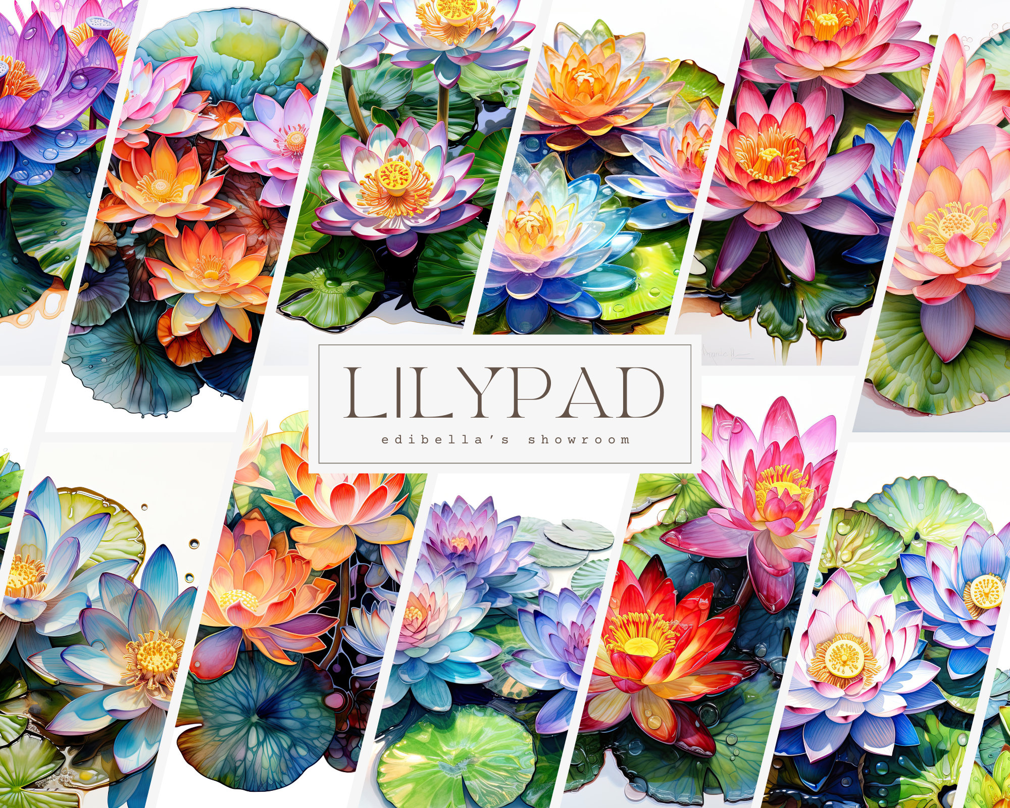 Lilypad | 12 個セット | クリップアート バンドル | 300 DPI JPEG 
