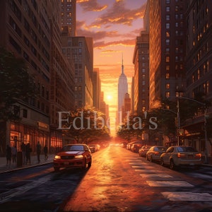 Manhattanhenge / Set di 10 / Pacchetto Clipart / JPEG PNG di alta qualità / Download digitale / USO COMMERCIALE GRATUITO / Manhattan New York Sunset