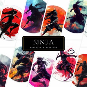 Ninja | Set of 12 | Clipart Bundle | 300 DPI JPGs | 300 DPI Transparent PNGs | Digital Download | Free Commercial Use | Ninja Digital Art