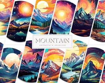 Mountain | Set of 12 | Clipart Bundle | 300 DPI JPEGs | 300 DPI Transparent PNGs | Digital Download | Free Commercial Use | Digital Art