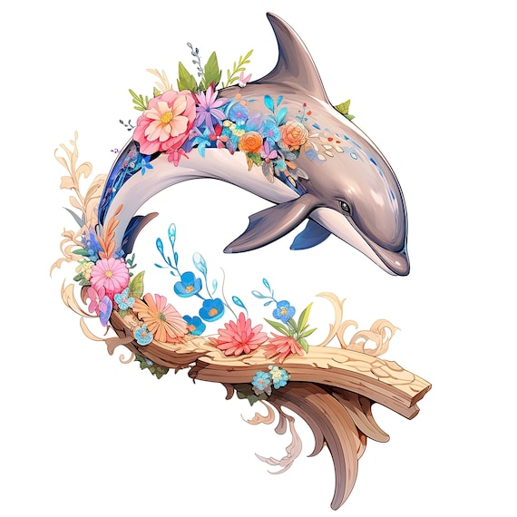 Dolphin | Set of 10 | Clipart Bundle | High Quality 300 dpi JPEGs and 300 dpi Transparent PNGs | Digital Download | FREE COMMERCIAL USE