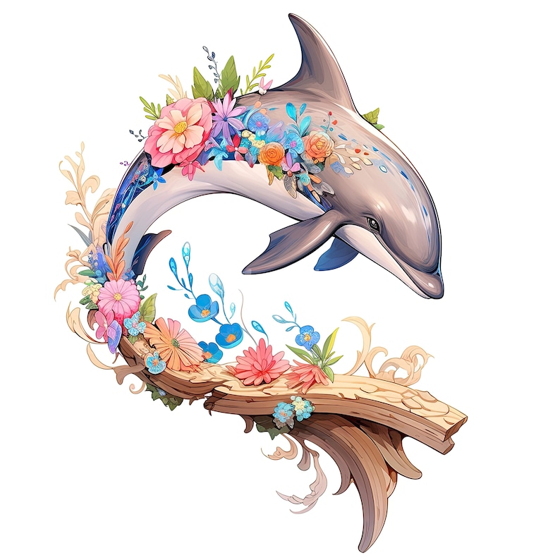 Dolphin | Set of 10 | Clipart Bundle | High Quality 300 dpi JPEGs and 300 dpi Transparent PNGs | Digital Download | FREE COMMERCIAL USE image 1