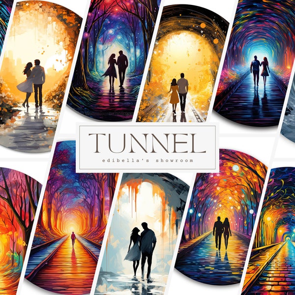 Tunnel | Set of 12 | Clipart Bundle | 300 DPI JPEGs | 300 DPI Transparent PNGs | Digital Download | Free Commercial Use | Digital Art