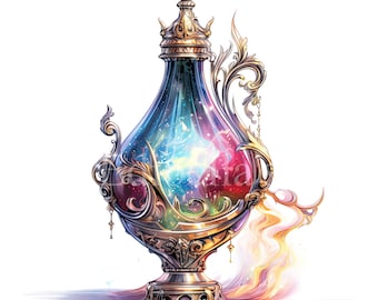 Genie Lamp | Set of 10 | Clipart Bundle | High Quality JPEGs | Transparent PNGs | Digital Download | FREE COMMERCIAL USE | Magical Lamp Art