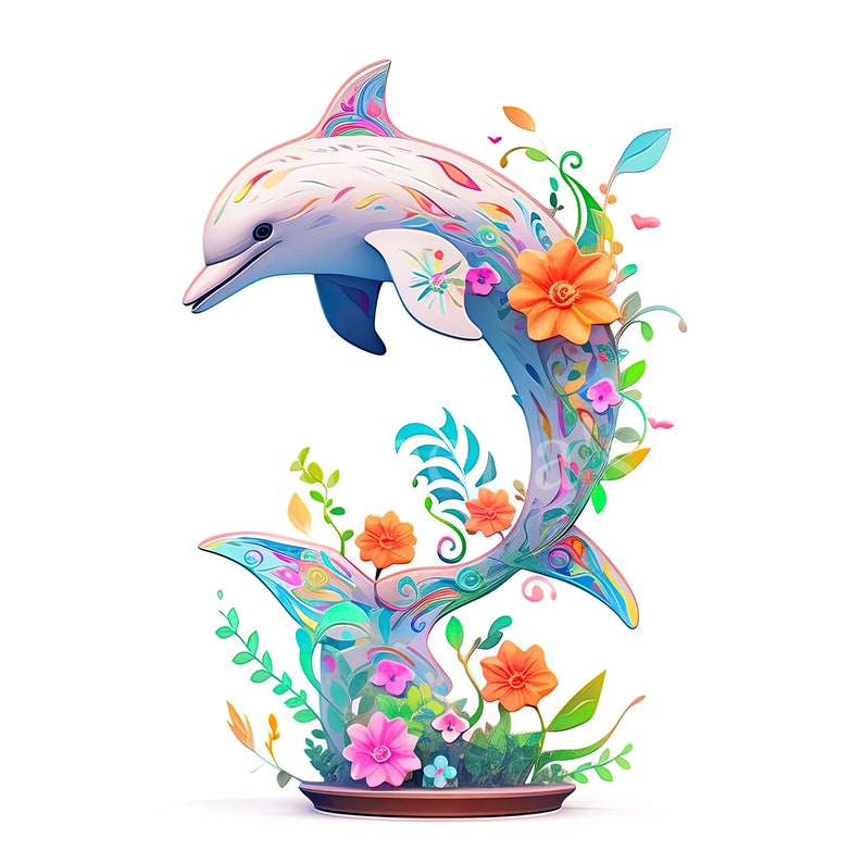Dolphin | Set of 10 | Clipart Bundle | High Quality 300 dpi JPEGs and 300 dpi Transparent PNGs | Digital Download | FREE COMMERCIAL USE image 6