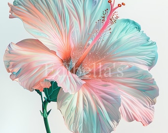 Pastel Hibiscus Sublimation Clipart 8 | 300 DPI JPEG and Transparent PNG | 4096 x 4096 Pixels | 13.65 x 13.65 Inches | Digital Download
