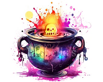 Magiczny Kocioł | Zestaw 10 | Pakiet Clipartów | Wysokiej Jakości JPEG | Przezroczyste PNG | Pobieranie Cyfrowe | BEZPŁATNE UŻYCIE KOMERCYJNE | Fantasy Pot