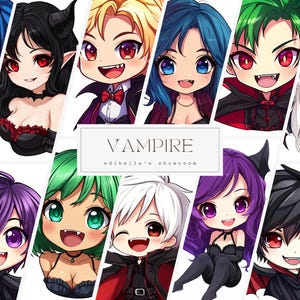 Vampir | 12er-Set | Clipart-Bundle | 300 DPI JPEGs | 300 DPI transparente PNGs | Digitaler Download | Kommerzielle Nutzung | Halloween-Kunst