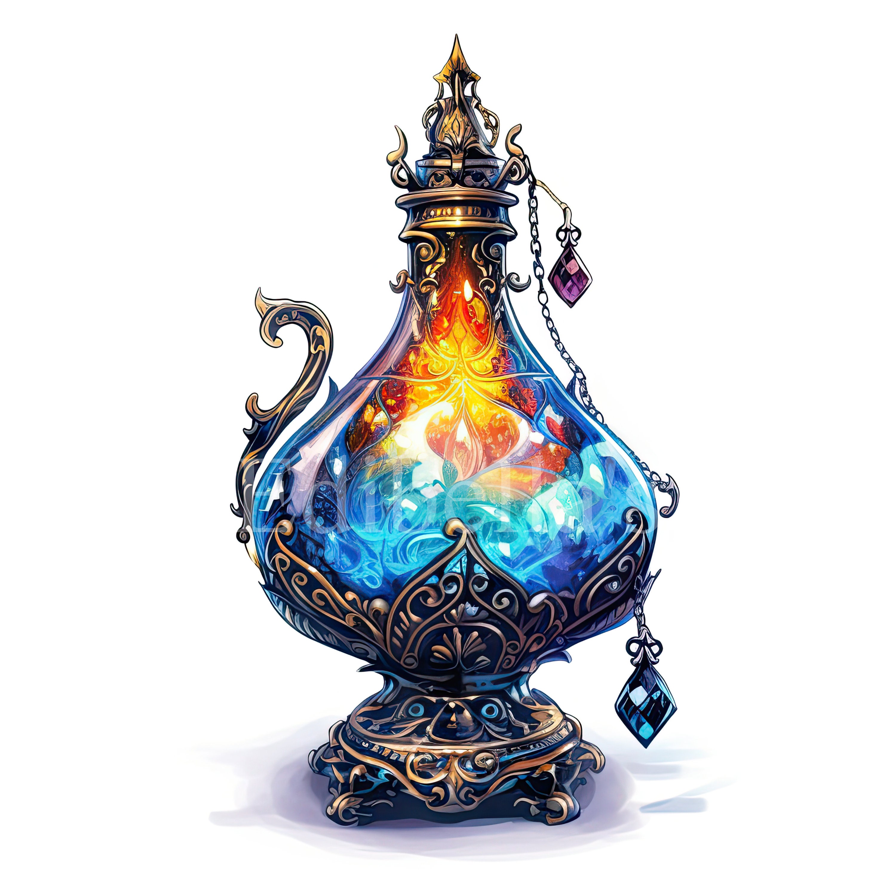 Cartoon Vector Illustration Of A Magic Genie Lamp Royalty Free SVG,  Cliparts, Vectors, and Stock Illustration. Image 194865040., image size:3000x3000