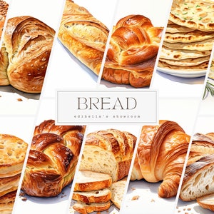 Brood | Set van 12 | Clipartbundel | 300 dpi jpeg's | 300 dpi transparante png's | Digitale download | Gratis commercieel gebruik | Digitale foodkunst