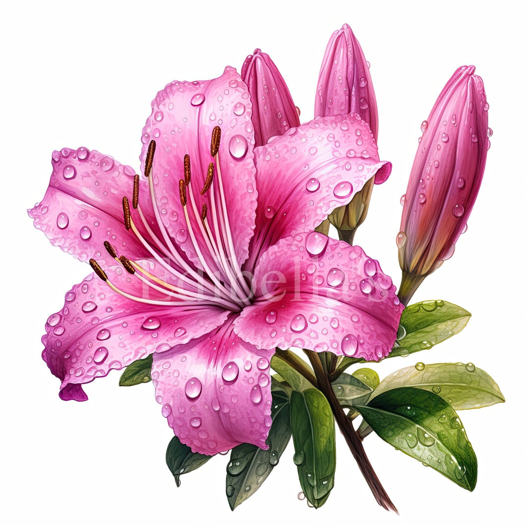 Azalea Set of 10 Clipart Bundle 300 DPI Jpegs 300 DPI Transparent Pngs