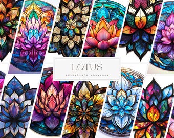 Lotus Mandala | Set of 20 | Clipart Bundle | 300 DPI JPEGs | 300 DPI Transparent PNGs | Digital Download | Free Commercial Use | Floral Art