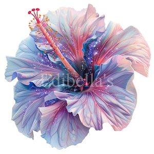 Pastell Hibiskus Sublimation Clipart 6 | 300 DPI JPEG und Transparent PNG | 4096 x 4096 Pixel | 34 x 33 cm | Digitaler Download