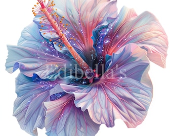 Pastel Hibiscus Sublimation Clipart 6 | 300 DPI JPEG and Transparent PNG | 4096 x 4096 Pixels | 13.65 x 13.65 Inches | Digital Download