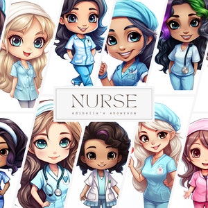 Nurse | Set of 12 | Clipart Bundle | 300 DPI JPEGs | 300 DPI Transparent PNGs | Digital Download | Free Commercial Use | Hospital Healthcare