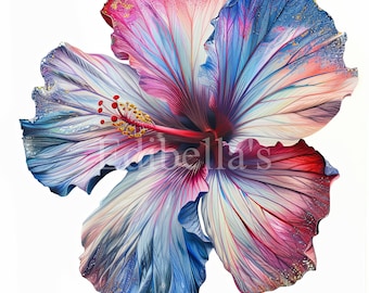 Pastel Hibiscus Sublimation Clipart 20 | 300 DPI JPEG and Transparent PNG | 4096 x 4096 Pixels | 13.65 x 13.65 Inches | Digital Download