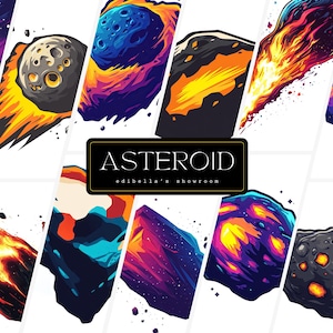 Asteroid | Set of 12 | Clipart Bundle | 300 DPI JPGs | 300 DPI Transparent PNGs | Digital Download | Free Commercial Use | Space Digital Art