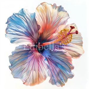 Pastell Hibiskus Sublimation Clipart 19 | 300 DPI JPEG und Transparent PNG | 4096 x 4096 Pixel | 34 x 33 cm | Digitaler Download