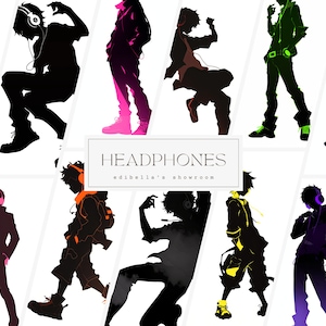 Boy with Headphones | Set of 12 | Clipart Bundle | 300 DPI JPGs | 300 DPI Transparent PNGs | Digital Download | Free Commercial Use