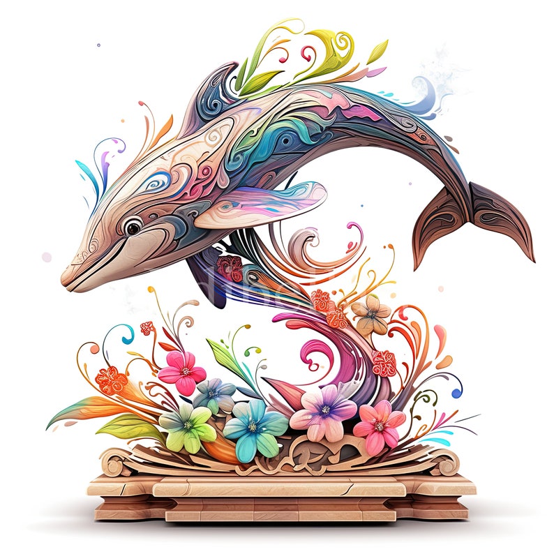 Dolphin | Set of 10 | Clipart Bundle | High Quality 300 dpi JPEGs and 300 dpi Transparent PNGs | Digital Download | FREE COMMERCIAL USE image 5