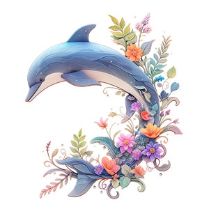 Dolphin | Set of 10 | Clipart Bundle | High Quality 300 dpi JPEGs and 300 dpi Transparent PNGs | Digital Download | FREE COMMERCIAL USE image 2