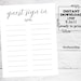 Guest Sign in Sheet Digital Instant Download 8.5x11 Page - Etsy
