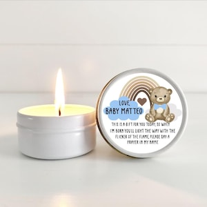 Candle Stickers for Baby Shower, Prayer Baby Shower Sticker, Baby Shower Favor Stickers, Round Favor Stickers, Personalized Stickers