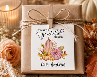 Printed Personalized Autumn Tags,Thankful, Grateful and Blessed, Thanksgiving Tags,Personalized Tags,Tag for Fall Season