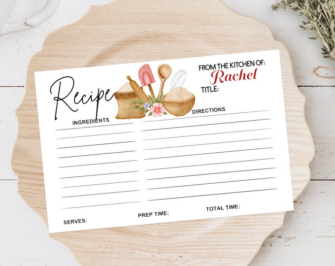 Printed Personalized Set of 12 Recipe Cards,Stickers,Tags,Kitchen Personalized Gifts,Mothers Day Gift,House Warming Gift ,Anniversary Gift