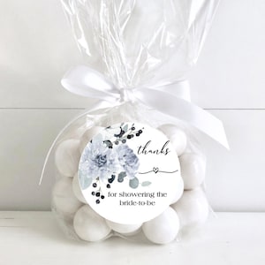 Thanks for Showering the Bride to Be stickers /Blue Floral Bridal Shower Favor Stickers/MF10