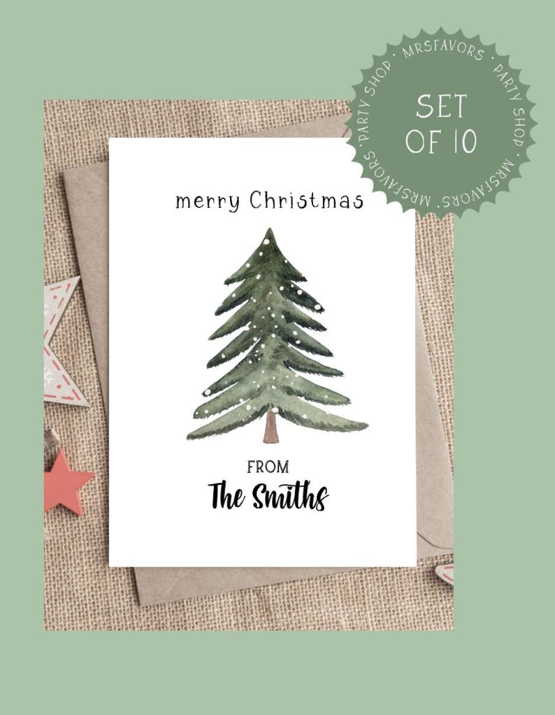 Boxed Christmas Card Set, Personalized Holidays Card, Set of 10 ...