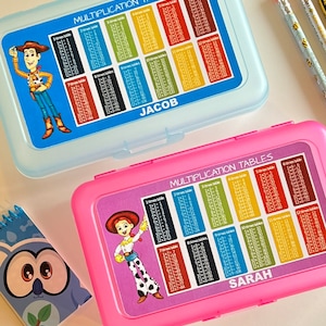 Personalized Pencil Box,Multiplication Tables,School Pencil Box,Back to School,Girl Pencil Box,Boy Pencil Box,Water Resistant Label